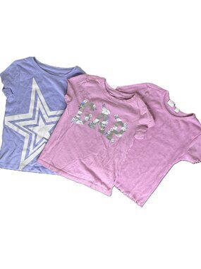 Set of 3 Gap Kids Pink & Purple Graphic T-Shirts, Size XS/S